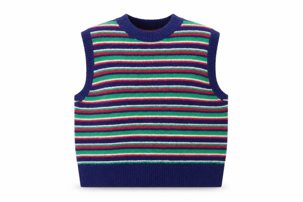 Next Petite Women’s Multicoloured Striped Knit Vest Jumper UK 20 XL