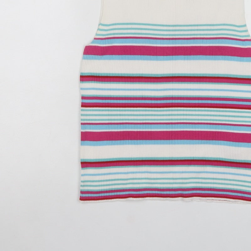 Marks & Spencer Women’s Multicoloured Stripe Knit Vest UK 16 Sleeveless