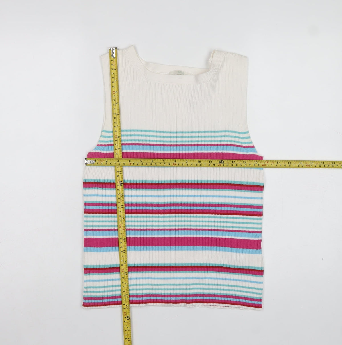Marks & Spencer Women’s Multicoloured Stripe Knit Vest UK 16 Sleeveless