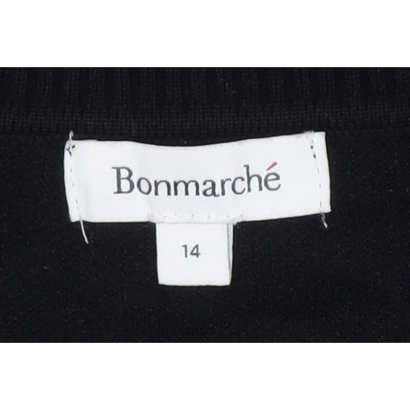 Bonmarché Women Black Check Knit Pullover Jumper UK 14 Long Sleeve