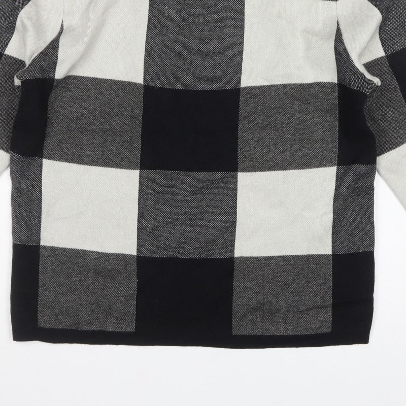 Bonmarché Women Black Check Knit Pullover Jumper UK 14 Long Sleeve