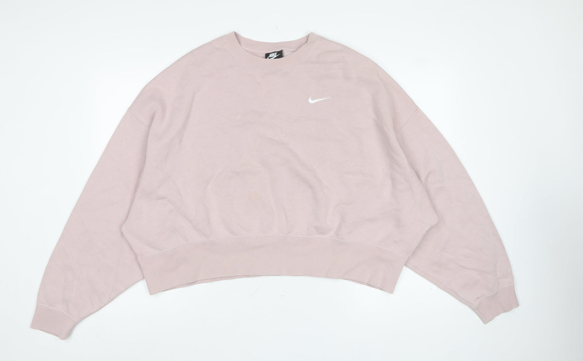 Nike Women’s Pink M Pullover Crew Neck Logo Sweatshirt
