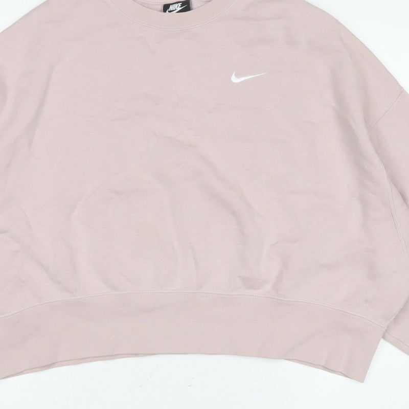 Nike Women’s Pink M Pullover Crew Neck Logo Sweatshirt