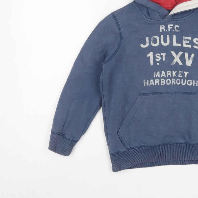 Joules Boys Blue 8 Years Pullover Rugby Hoodie Logo Pocket
