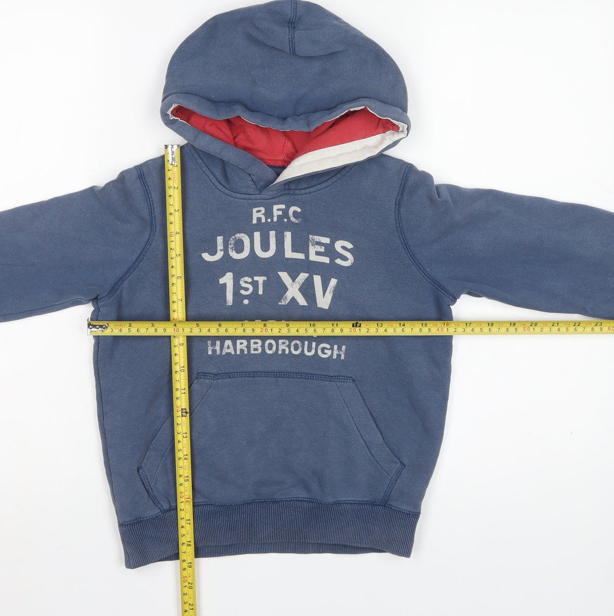 Joules Boys Blue 8 Years Pullover Rugby Hoodie Logo Pocket