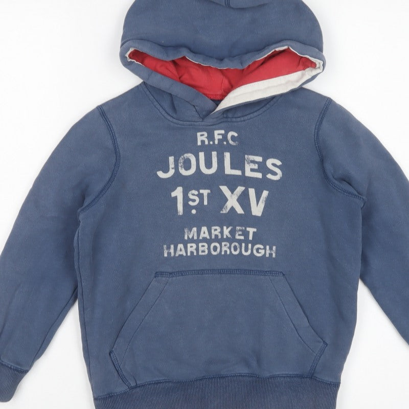 Joules Boys Blue 8 Years Pullover Rugby Hoodie Logo Pocket