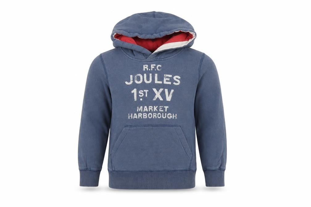 Joules Boys Blue 8 Years Pullover Rugby Hoodie Logo Pocket