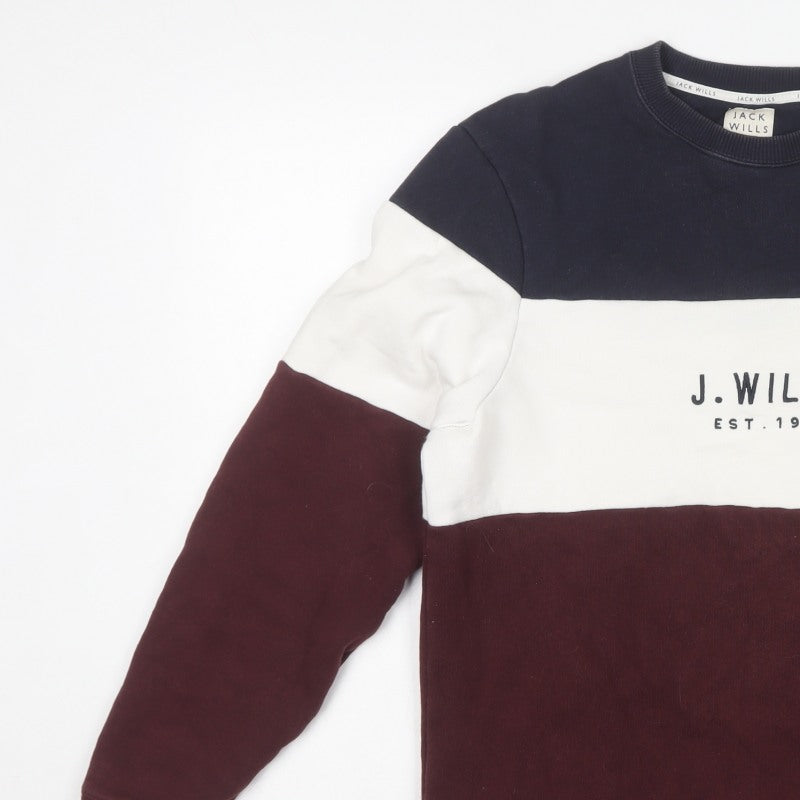 Jack Wills Men's Multicoloured S Pullover Logo Crew Neck Sweatshirt