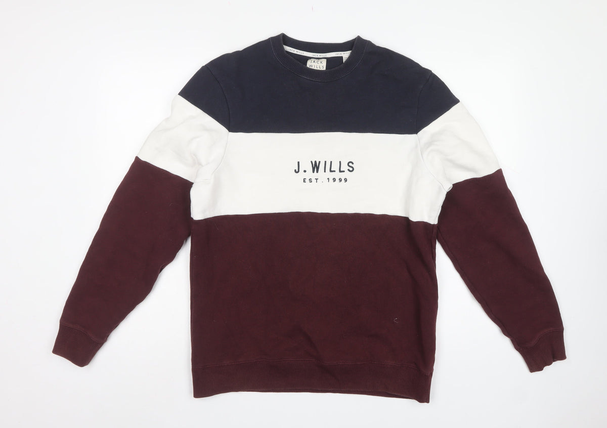 Jack Wills Men's Multicoloured S Pullover Logo Crew Neck Sweatshirt