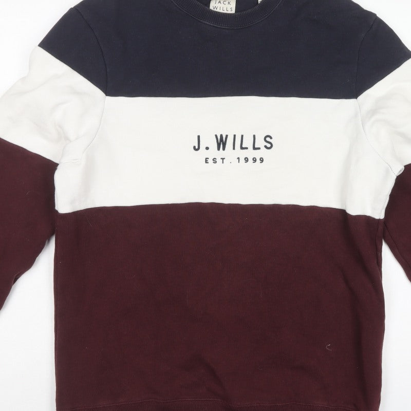 Jack Wills Men's Multicoloured S Pullover Logo Crew Neck Sweatshirt