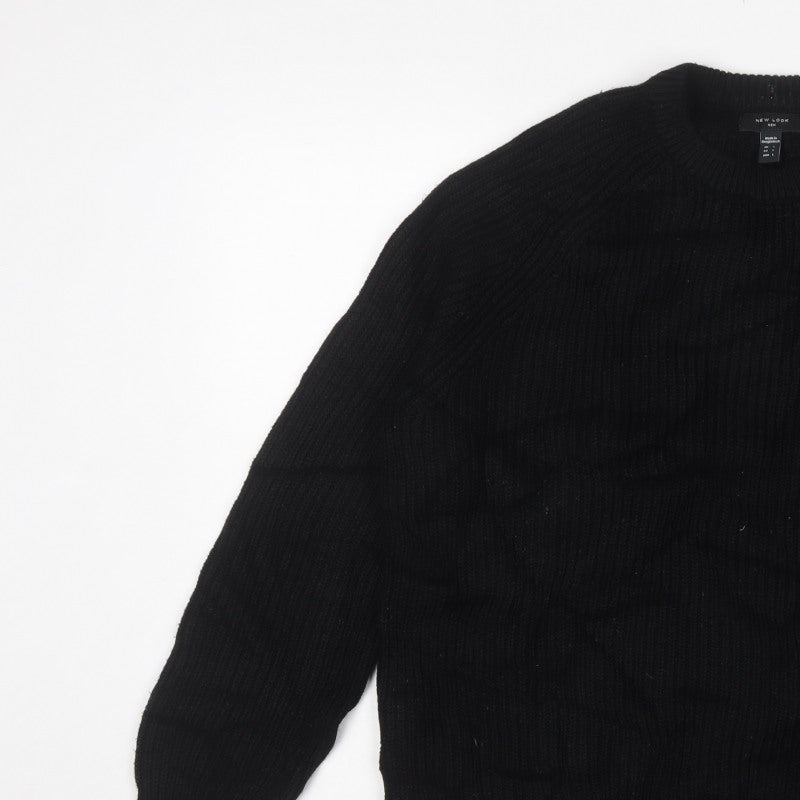 New Look Men Black L Chunky Knit Crew Neck Pullover Jumper