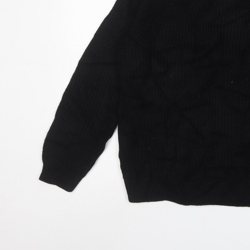 New Look Men Black L Chunky Knit Crew Neck Pullover Jumper