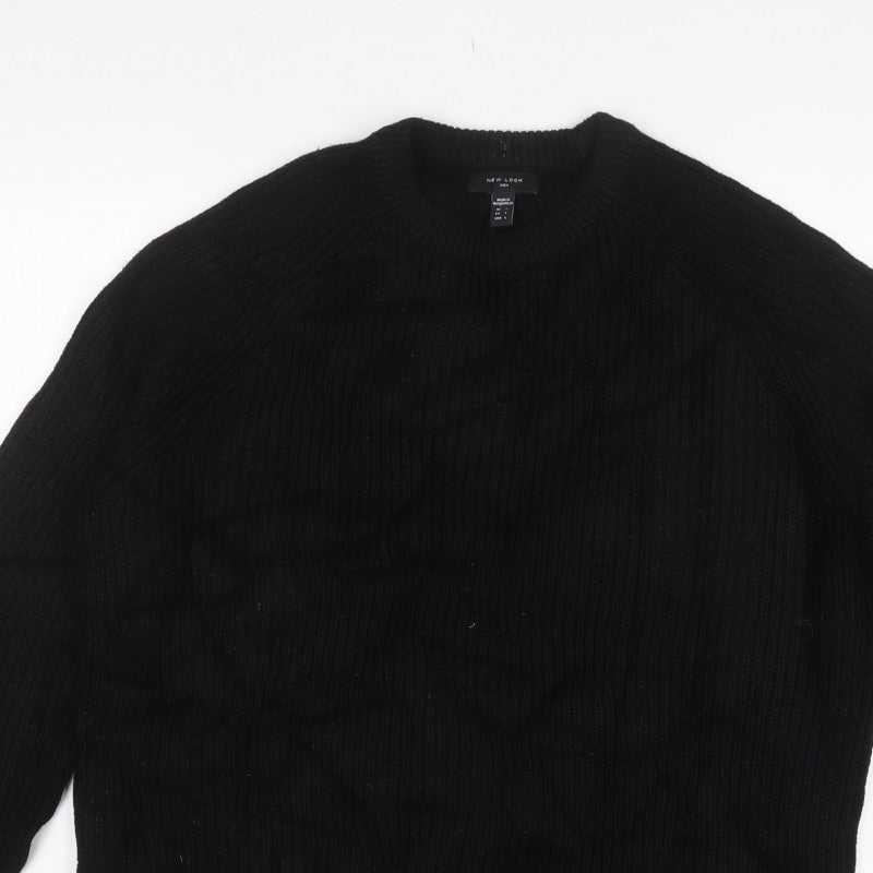 New Look Men Black L Chunky Knit Crew Neck Pullover Jumper