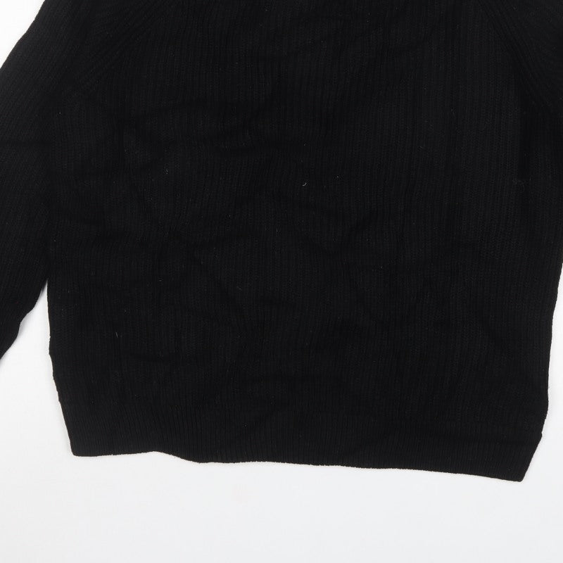 New Look Men Black L Chunky Knit Crew Neck Pullover Jumper