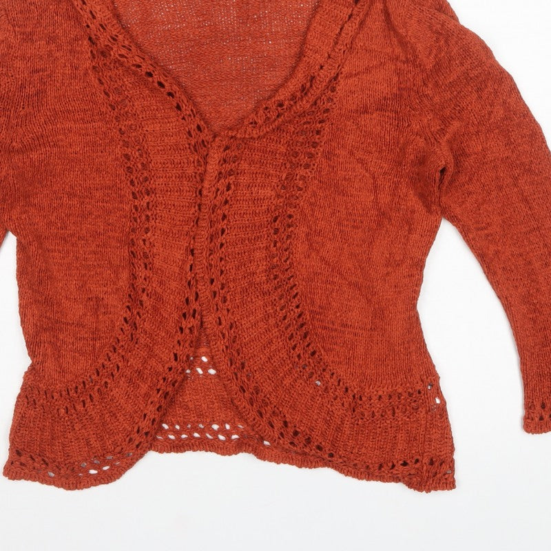 Debenhams Women Orange Size 10 Open Knit Crochet Cardigan