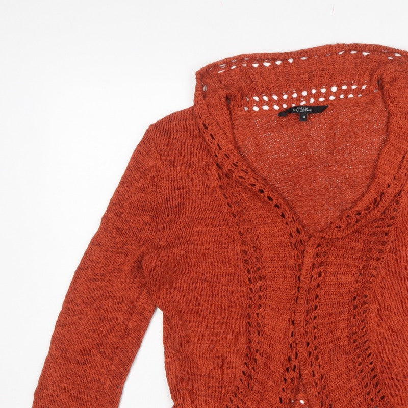 Debenhams Women Orange Size 10 Open Knit Crochet Cardigan