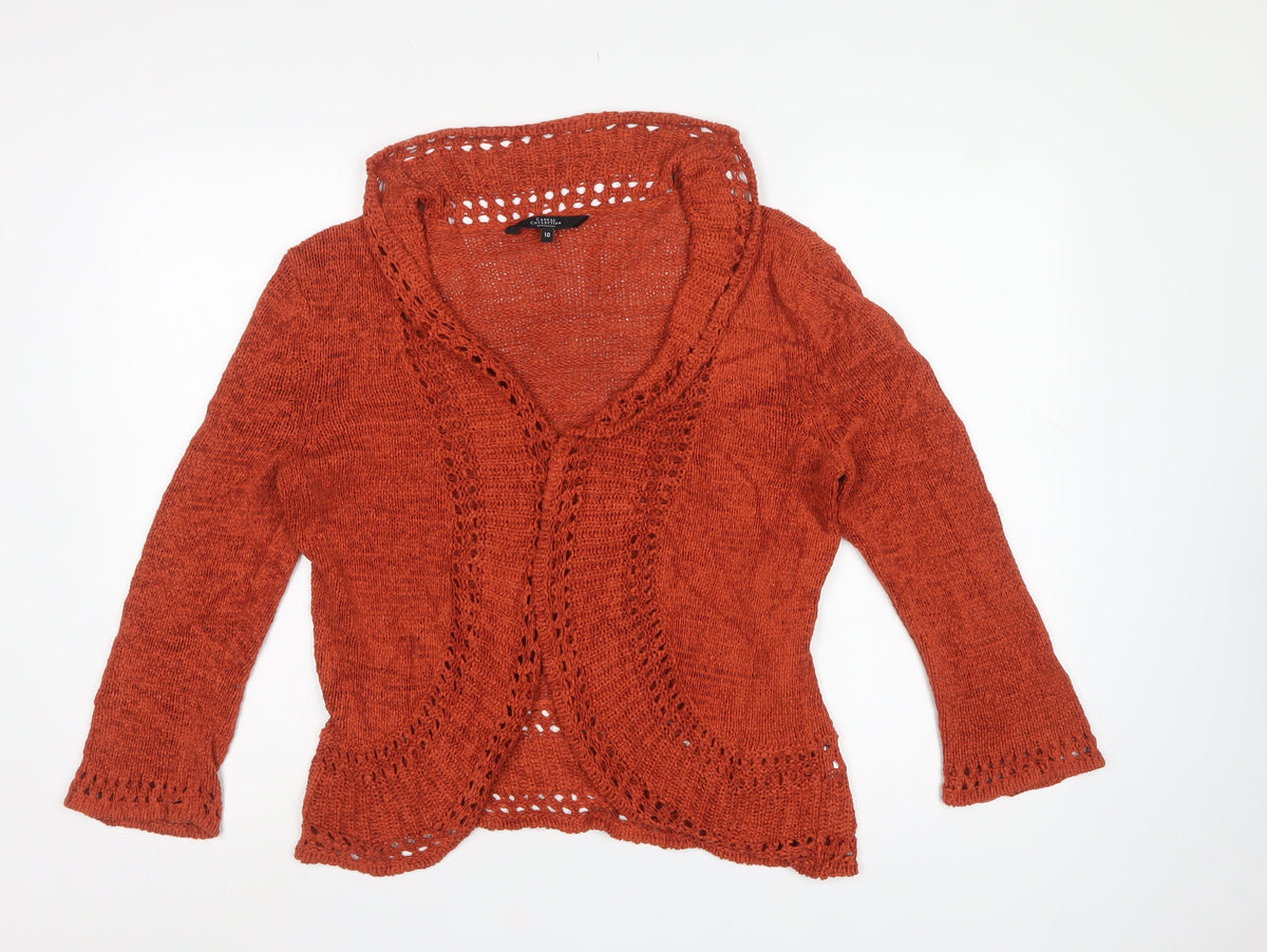 Debenhams Women Orange Size 10 Open Knit Crochet Cardigan