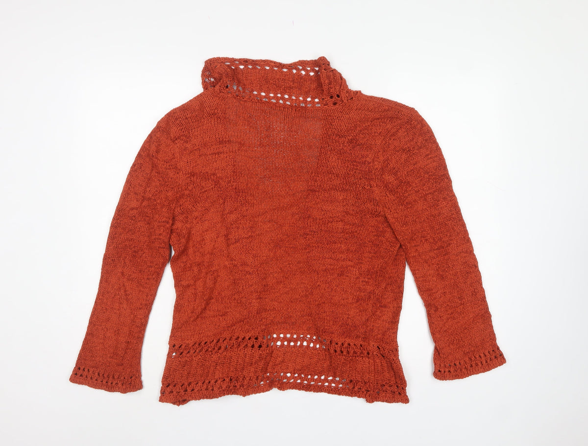 Debenhams Women Orange Size 10 Open Knit Crochet Cardigan