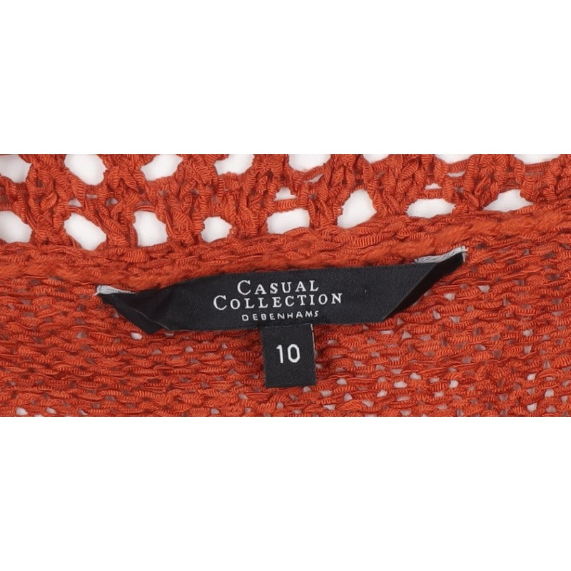 Debenhams Women Orange Size 10 Open Knit Crochet Cardigan