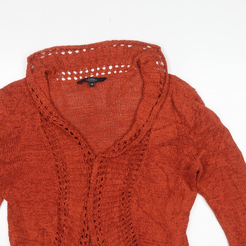 Debenhams Women Orange Size 10 Open Knit Crochet Cardigan
