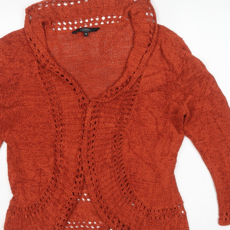 Debenhams Women Orange Size 10 Open Knit Crochet Cardigan