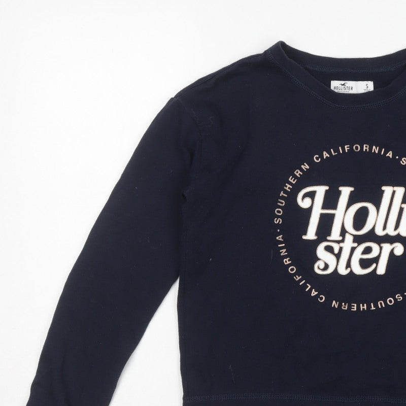 Hollister Women’s Blue S Logo Graphic Crew Neck Pullover Sweatshirt