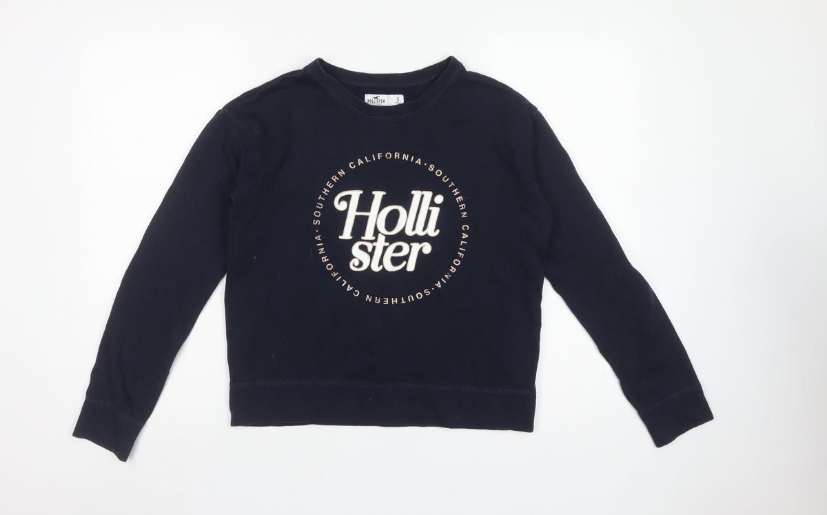 Hollister Women’s Blue S Logo Graphic Crew Neck Pullover Sweatshirt