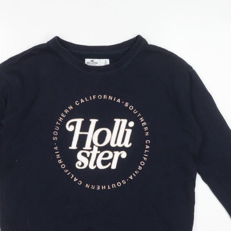 Hollister Women’s Blue S Logo Graphic Crew Neck Pullover Sweatshirt