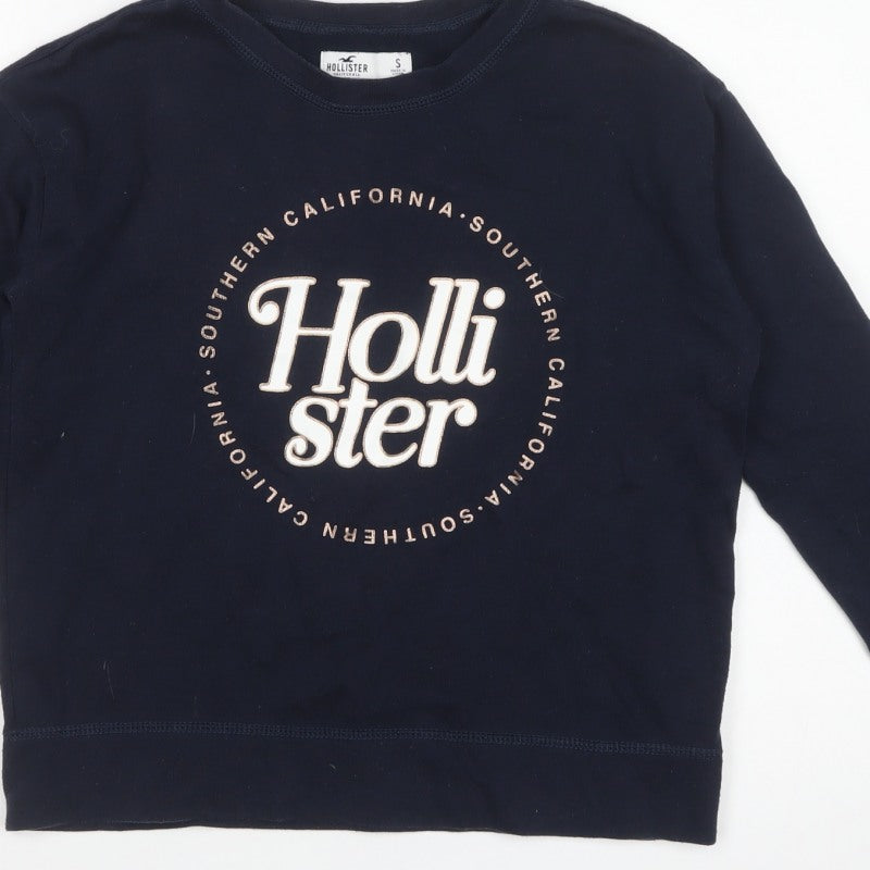Hollister Women’s Blue S Logo Graphic Crew Neck Pullover Sweatshirt