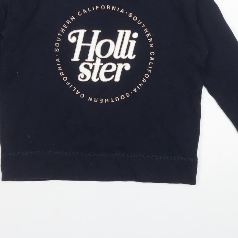 Hollister Women’s Blue S Logo Graphic Crew Neck Pullover Sweatshirt