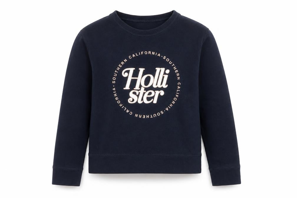 Hollister Women’s Blue S Logo Graphic Crew Neck Pullover Sweatshirt