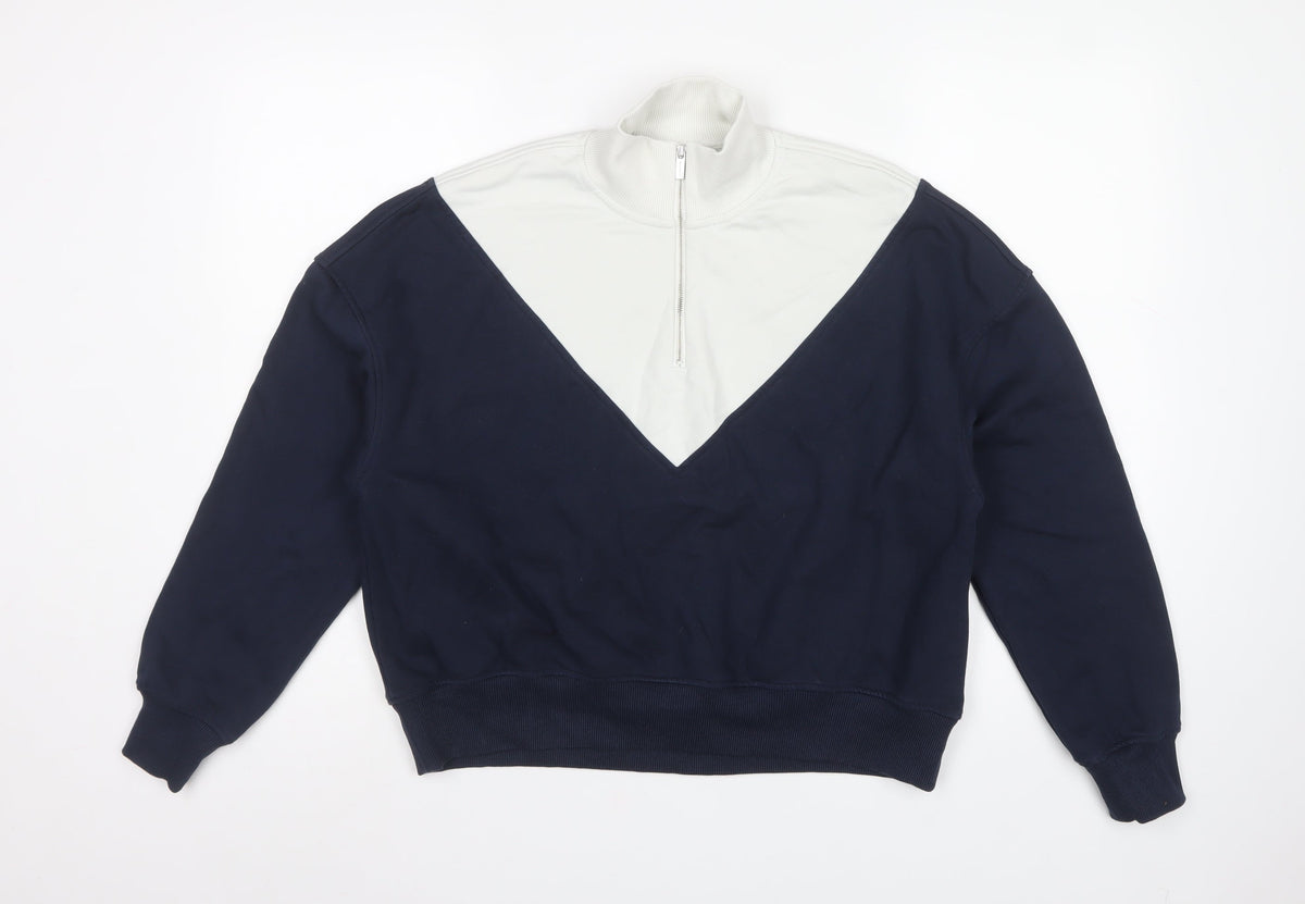 Sweaty Betty Women's Navy White S/M Colourblock 1/4 Zip Pullover Sweatshirt