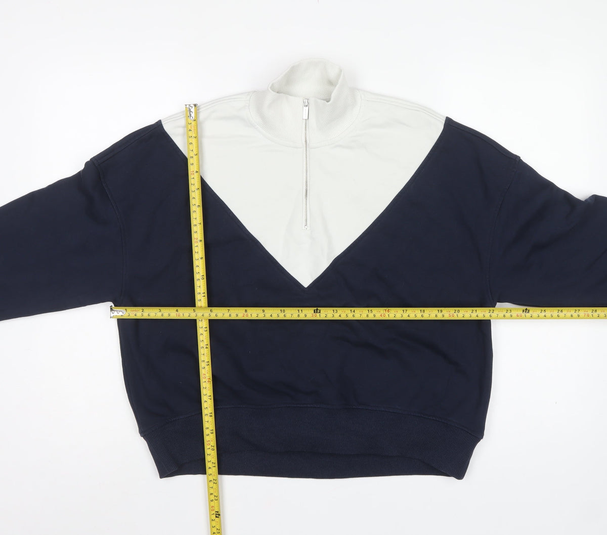 Sweaty Betty Women's Navy White S/M Colourblock 1/4 Zip Pullover Sweatshirt