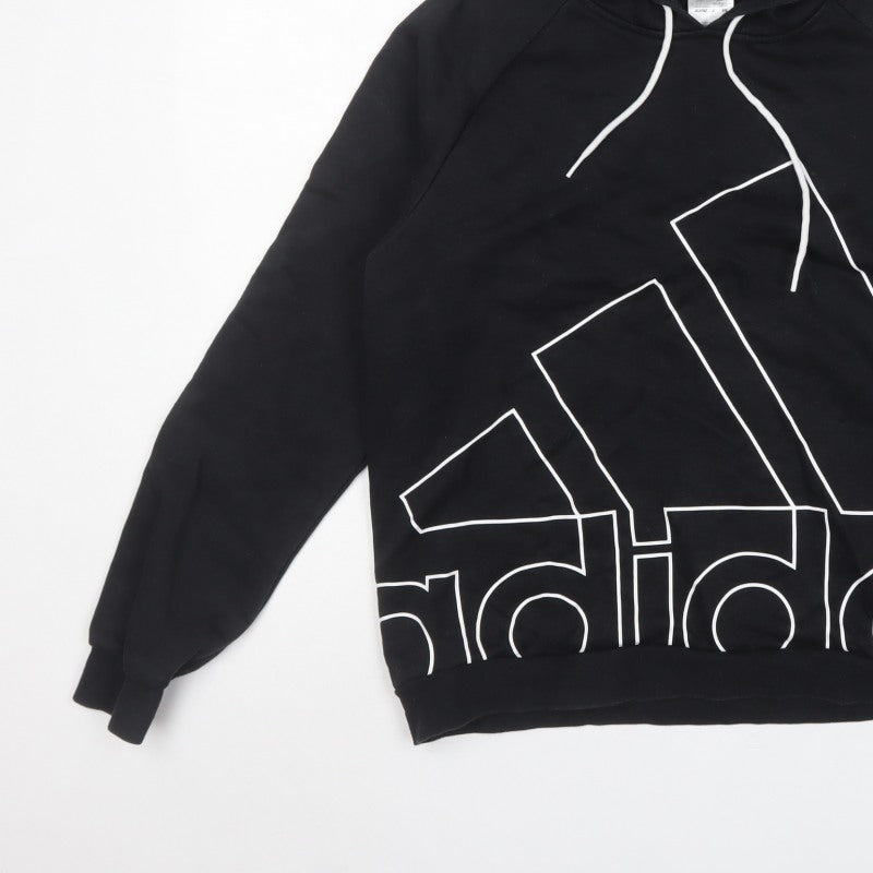 Adidas Men’s Black XL Pullover Hoodie Graphic Logo Fleece Sports