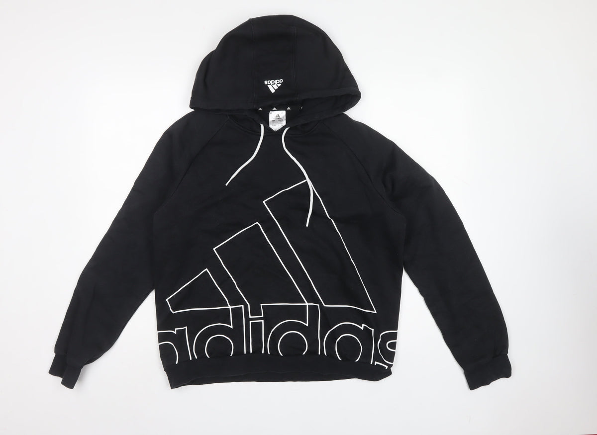 Adidas Men’s Black XL Pullover Hoodie Graphic Logo Fleece Sports