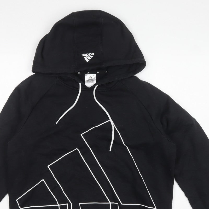 Adidas Men’s Black XL Pullover Hoodie Graphic Logo Fleece Sports