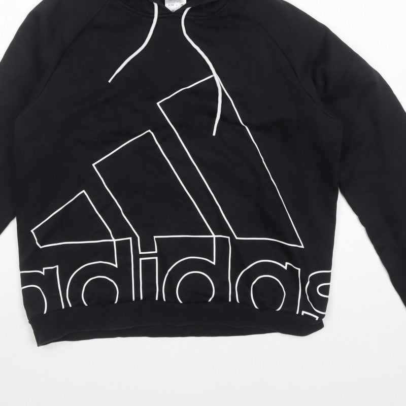 Adidas Men’s Black XL Pullover Hoodie Graphic Logo Fleece Sports