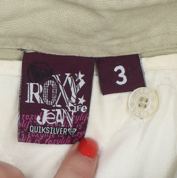 Roxy Womens Beige Size 8 Long Military Cotton Button Coat