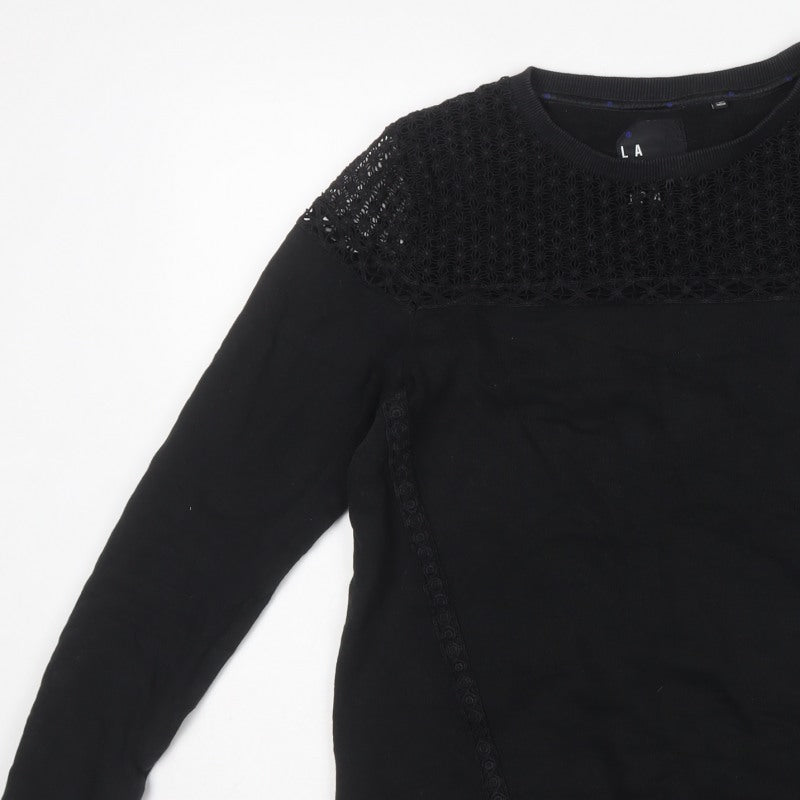 Superdry Women’s Black M Cotton Crochet Panel Crew Neck Sweatshirt