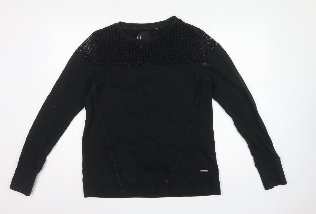 Superdry Women’s Black M Cotton Crochet Panel Crew Neck Sweatshirt