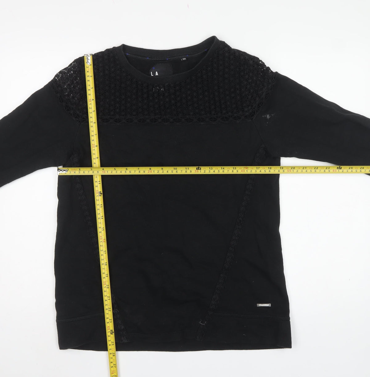 Superdry Women’s Black M Cotton Crochet Panel Crew Neck Sweatshirt