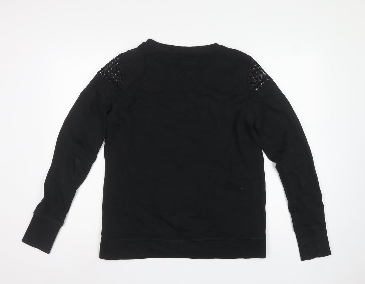 Superdry Women’s Black M Cotton Crochet Panel Crew Neck Sweatshirt