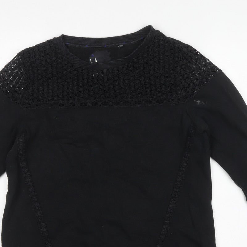 Superdry Women’s Black M Cotton Crochet Panel Crew Neck Sweatshirt