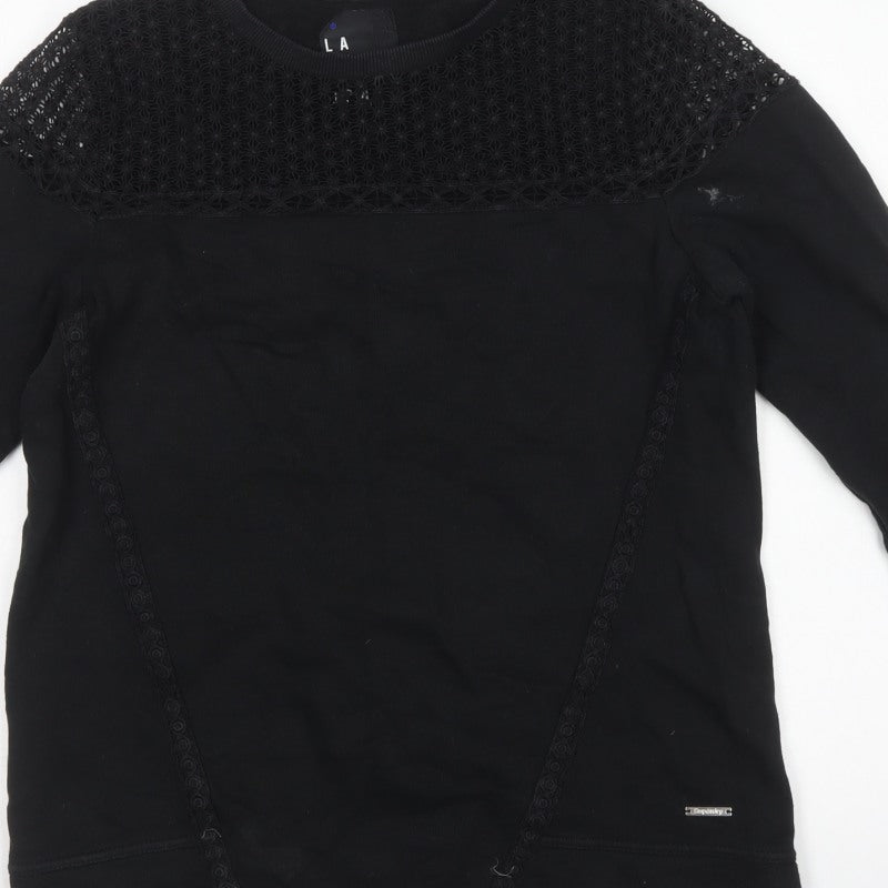 Superdry Women’s Black M Cotton Crochet Panel Crew Neck Sweatshirt