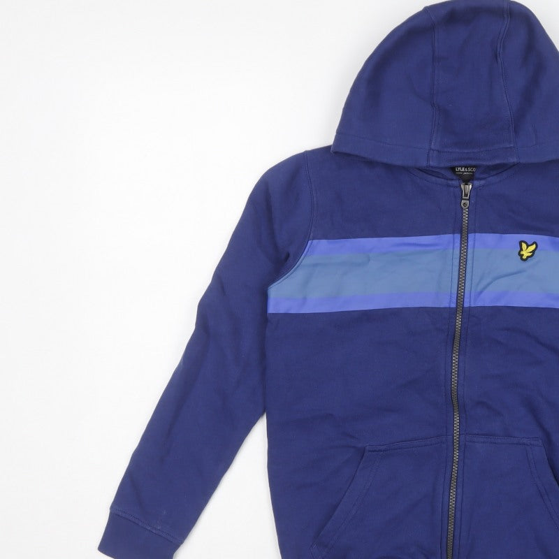 Lyle & Scott Boys Blue 10-11 Years Full Zip Hooded Colourblock Hoodie