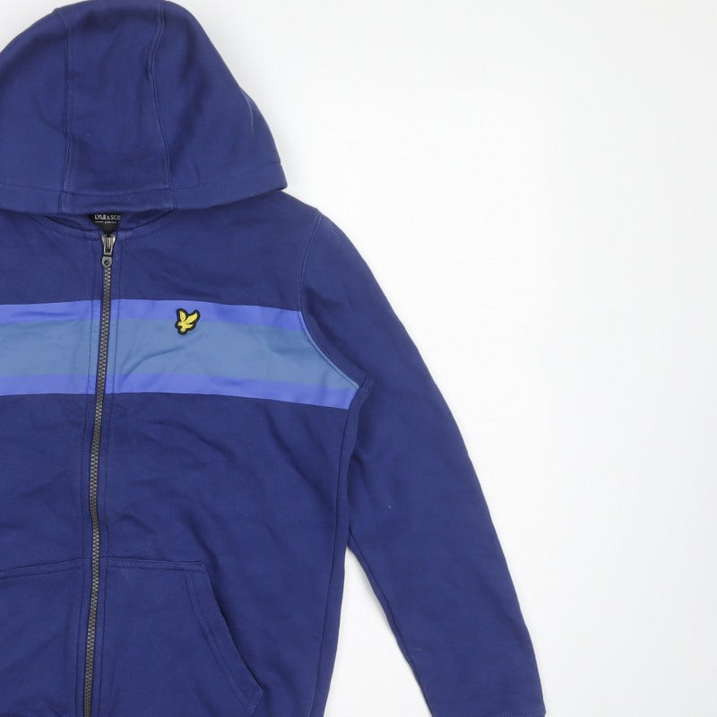Lyle & Scott Boys Blue 10-11 Years Full Zip Hooded Colourblock Hoodie