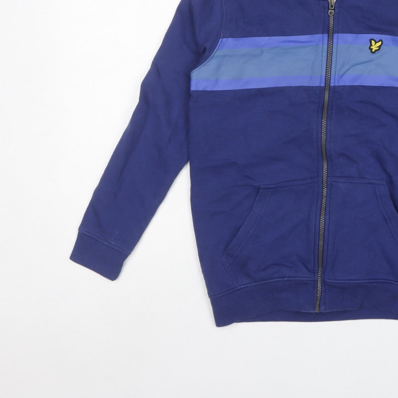 Lyle & Scott Boys Blue 10-11 Years Full Zip Hooded Colourblock Hoodie
