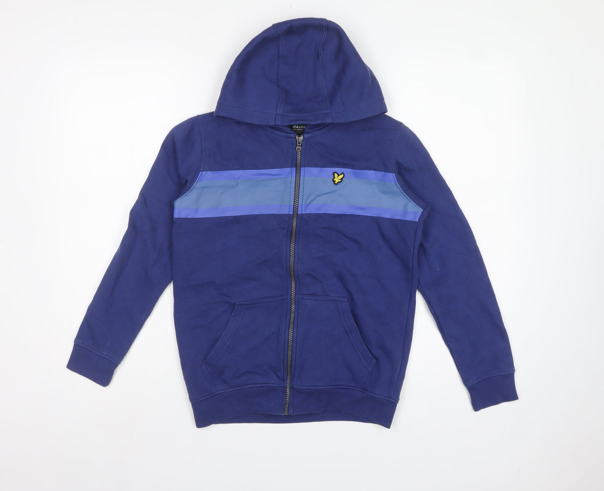 Lyle & Scott Boys Blue 10-11 Years Full Zip Hooded Colourblock Hoodie