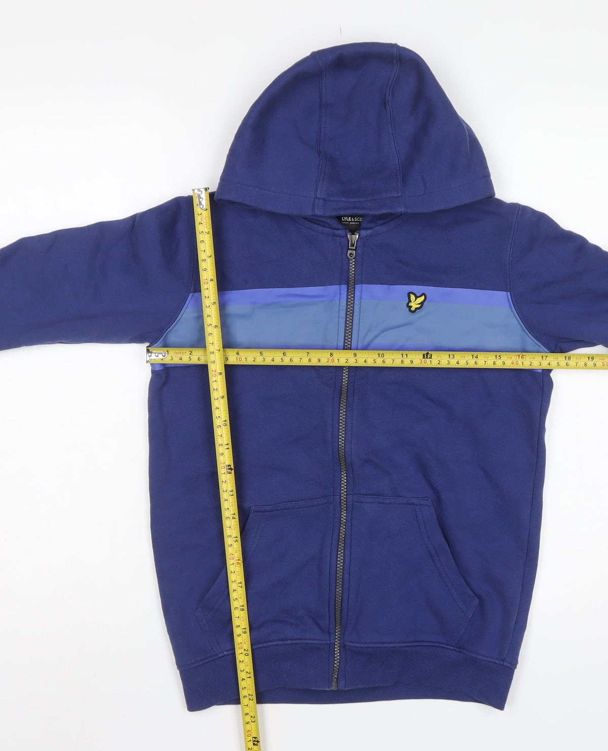 Lyle & Scott Boys Blue 10-11 Years Full Zip Hooded Colourblock Hoodie