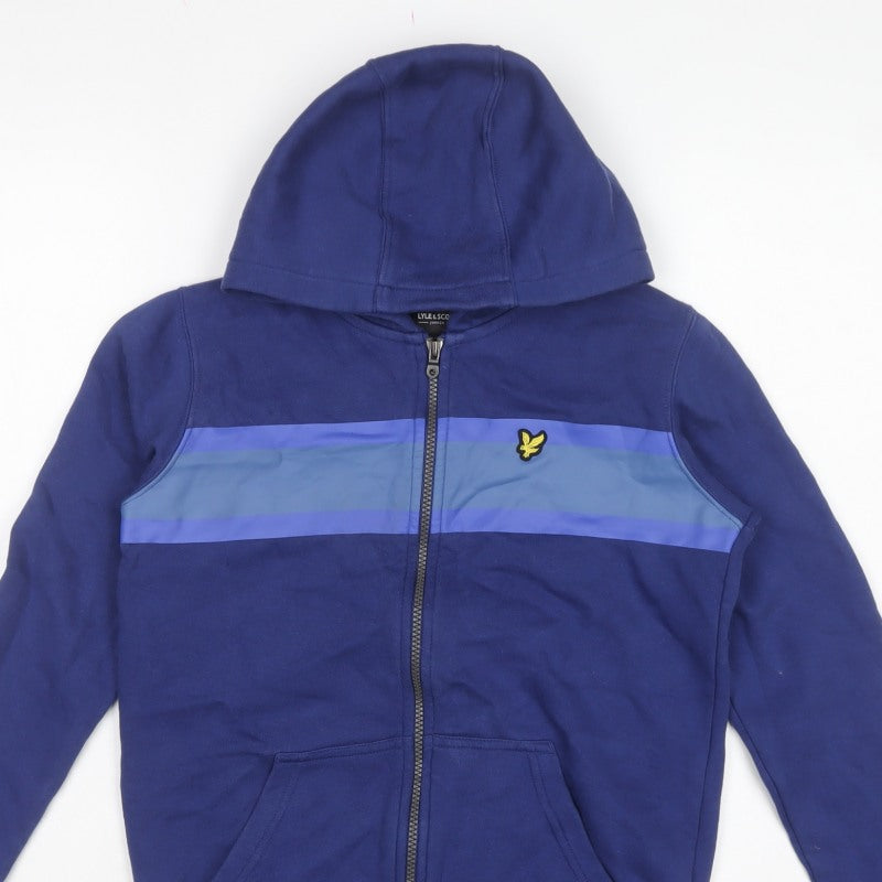 Lyle & Scott Boys Blue 10-11 Years Full Zip Hooded Colourblock Hoodie